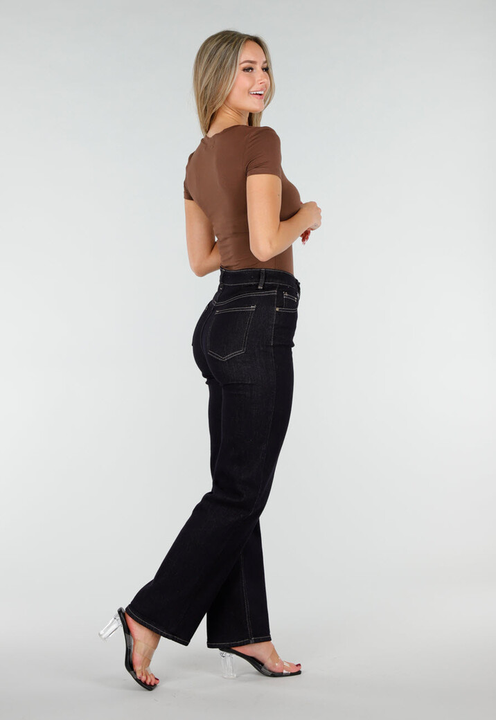 Bruine Body met Korte Mouwen en Diepe V-Hals van Stretchstof