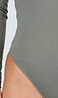 Olijfgroene Body met Lange Mouwen en Stretch
