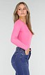 Neon Roze Body met Lange Mouwen en Stretch