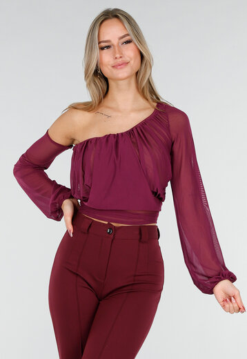Paarse One Shoulder Top