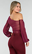 Paarse One Shoulder Top met Afneembare Mouw en Stretch