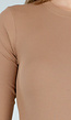 Camelbruine Rib Body met Lange Mouwen en Stretch