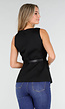 Zwarte Mouwloze Top met Knopen en Ceintuur