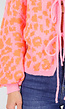 Neonroze Panterprint Trui met Striksluiting aan de Voorkant