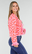 Roze Trui met Oranje Panterprint en Striksluiting