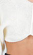 Gebroken Witte Cropped Trui met Ballonmouwen en  V-Hals