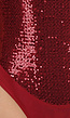 Bordeauxrode Body met Pailletten en Diepe Halslijn