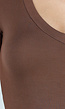 Bruine Body met Korte Mouwen en Diepe V-Hals van Stretchstof