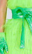 Groen Grinch Kostuum van Fluffy Stof met Ceintuur