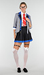 School Uniform Kostuum met Grijze Blazer Blouse Set met Rok en Stropdas