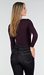 Donkerpaarse Top met Vierkante Hals en Lange Mouwen
