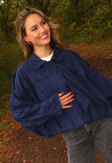 Donkerblauw Suèdelook Jasje