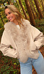 Beige Lederlook Jas Met Faux Fur