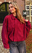 Bordeaux Suèdelook Jasje met Rits- en Knoopsluiting