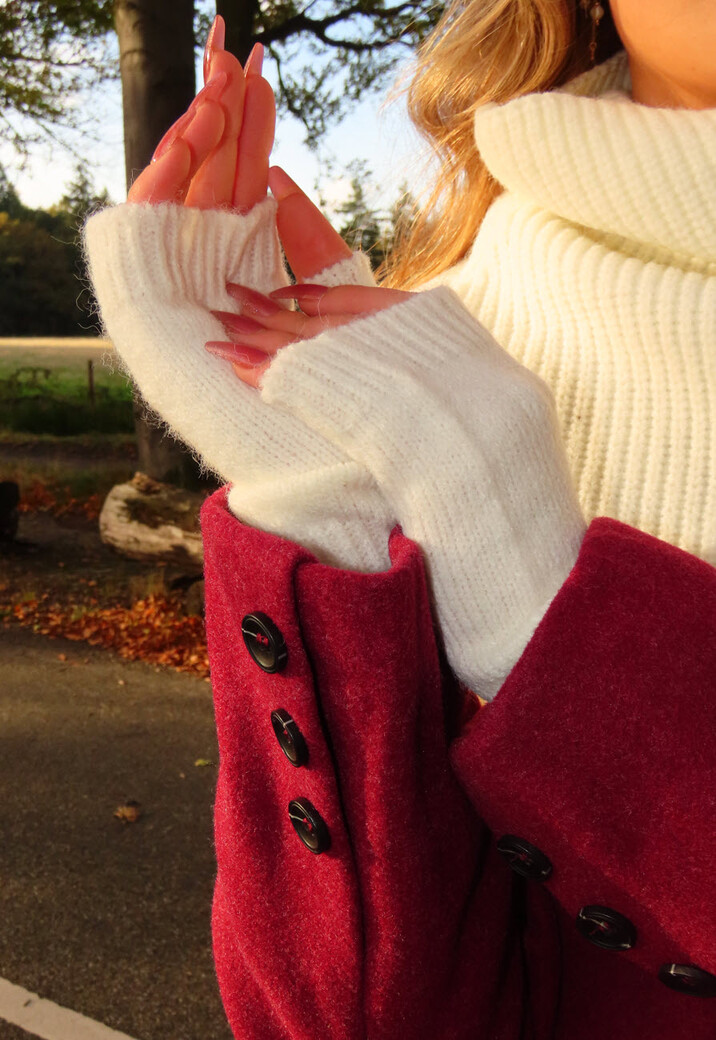 Gebreide Vingerloze Handschoenen met Duimopening