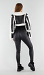 Zwart Wit Cropped Bontjack met Imitatieleer en Sherpa Afwerking