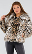 Faux Fur Jas met Luipaardprint en Kraag