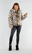 Faux Fur Jas met Luipaardprint en Kraag