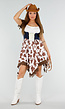 Cowgirl Kostuum met Witte Top Bruine Franjes en Koeienprint Rok