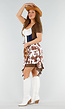 Cowgirl Kostuum met Witte Top Bruine Franjes en Koeienprint Rok