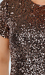 Bronskleurige Paillettenjurk met Korte Mouwen
