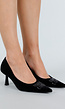 Zwarte Fluwelen Pumps met Lage Hak
