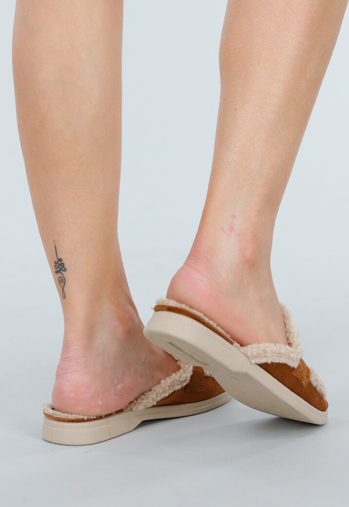 Camel Suède-Look Instappers met Teddystof