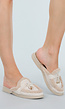 Beige Instap Slippers met Bontvoering