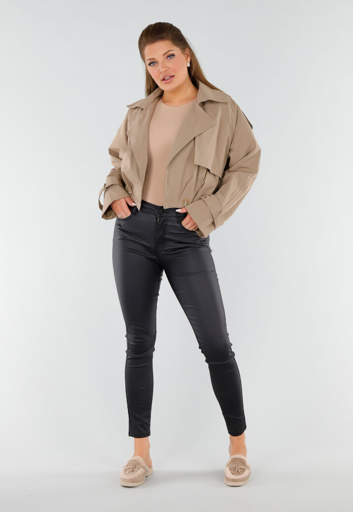 Taupe Teddy Instappers met Goudkleurig Detail