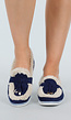 Donkerblauwe Loafers met Beige Bontvoering en Witte Zool