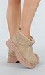 Beige Gevoerde Warme Boots met Teddy Binnenkant