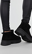 Zwarte Suède-look Snowboots met Platte Plateauzool