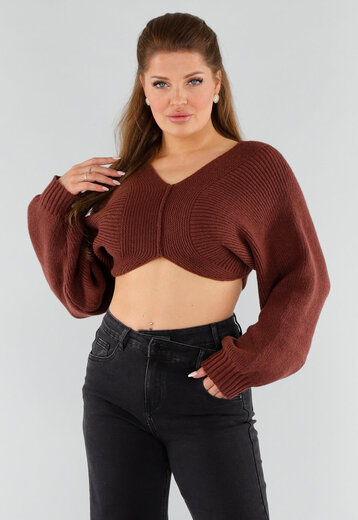 Donkerbruine Cropped Trui