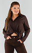 Donkerbruine Blouse met Lange Mouwen en Knoopsluiting