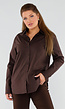 Donkerbruine Blouse met Lange Mouwen en Knoopsluiting