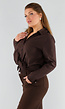 Donkerbruine Blouse met Lange Mouwen en Knoopsluiting