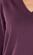 Donkerpaarse Trui met V-Hals en Lange Mouwen