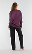 Donkerpaarse Trui met V-Hals en Lange Mouwen