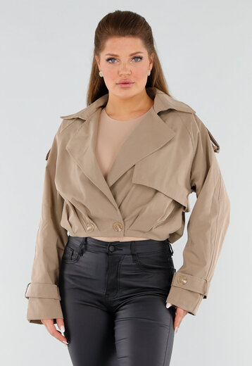 Beige Korte Trenchcoat