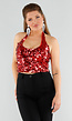 Rood Pailletten Halter Top met Open Rug