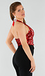 Rood Pailletten Halter Top met Open Rug