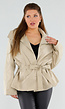 Beige Oversized Jas met Ceintuur en Brede Kraag