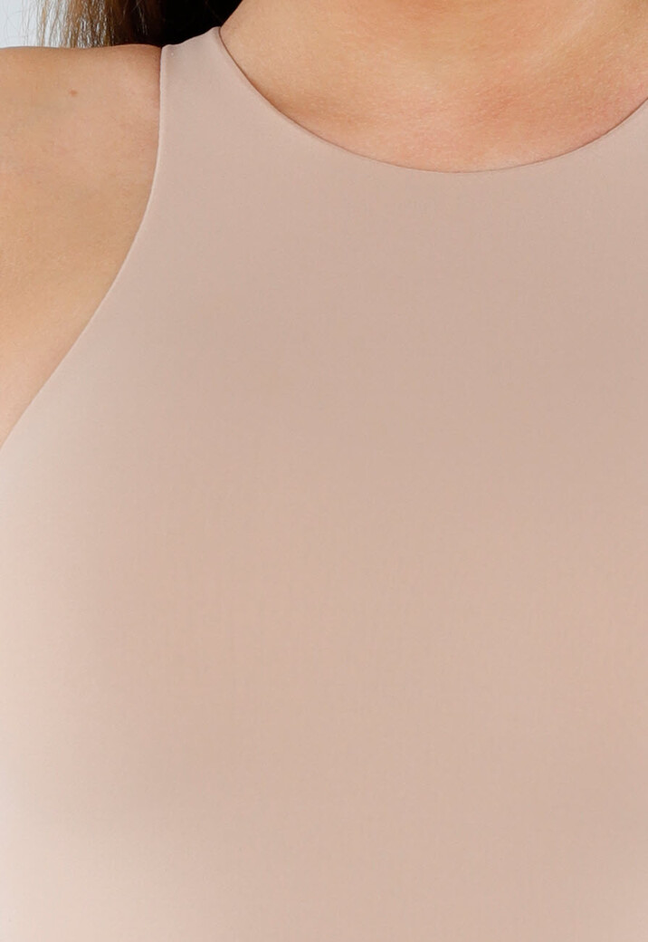 Nude String Body Mouwloos met Hoge Hals