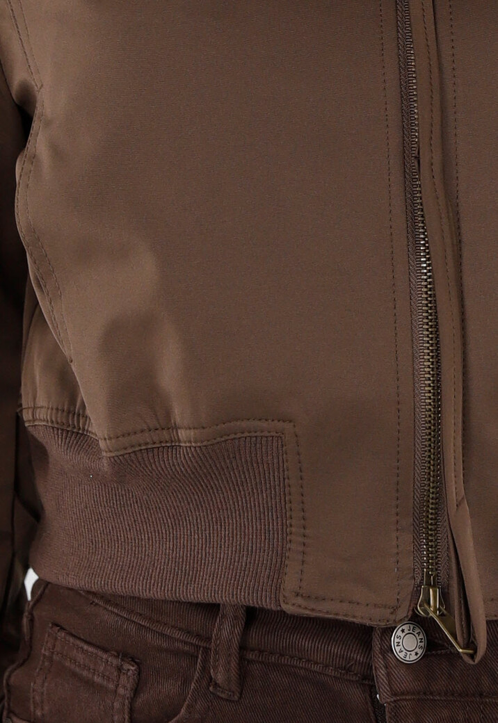 Bruin Bomberjack met Rits en Elastische Boorden