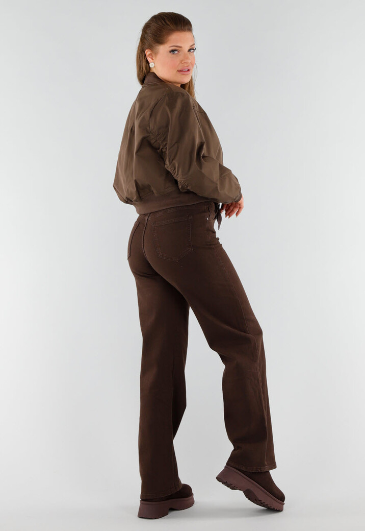 Bruin Bomberjack met Rits en Elastische Boorden