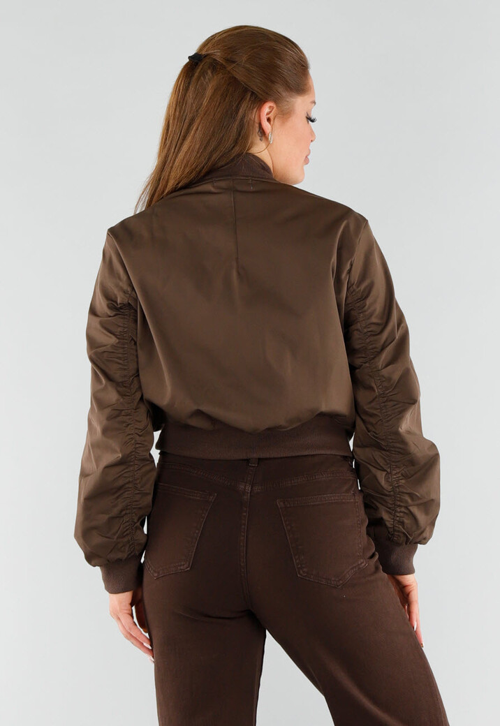 Bruin Bomberjack met Rits en Elastische Boorden