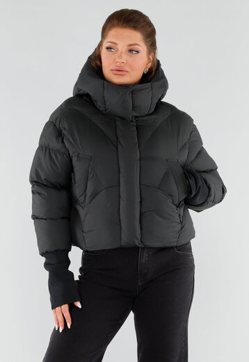 Zwarte Gewatteerde Pufferjas