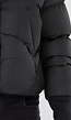 Zwarte Gewatteerde Pufferjas met Capuchon en Hoge Kraag