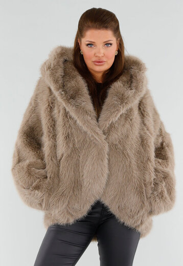 Beige Faux Fur Jas