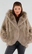 Beige Oversized Faux Fur Jas met Capuchon
